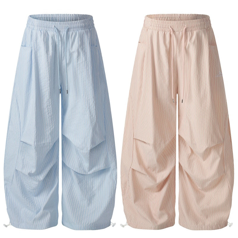 American-style streetwear harem pants Adjustable Hem Soft Tone Bubble Fabric Trousers