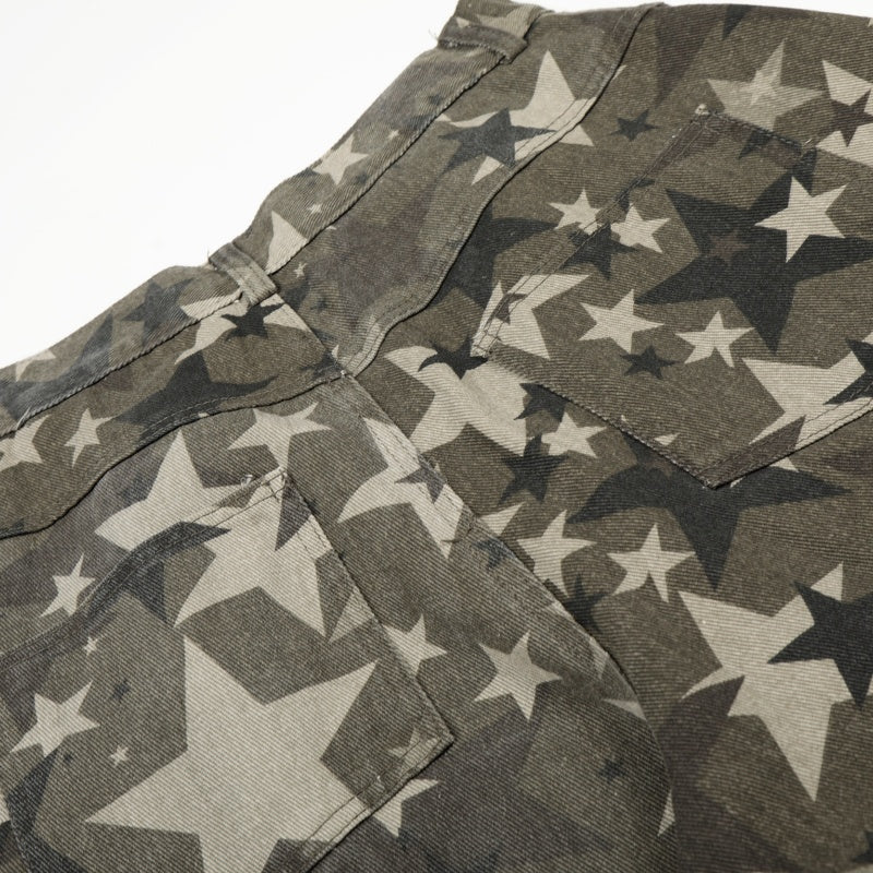 American-style streetwear harem pants Distressed Star Camo Utility Casual Wear