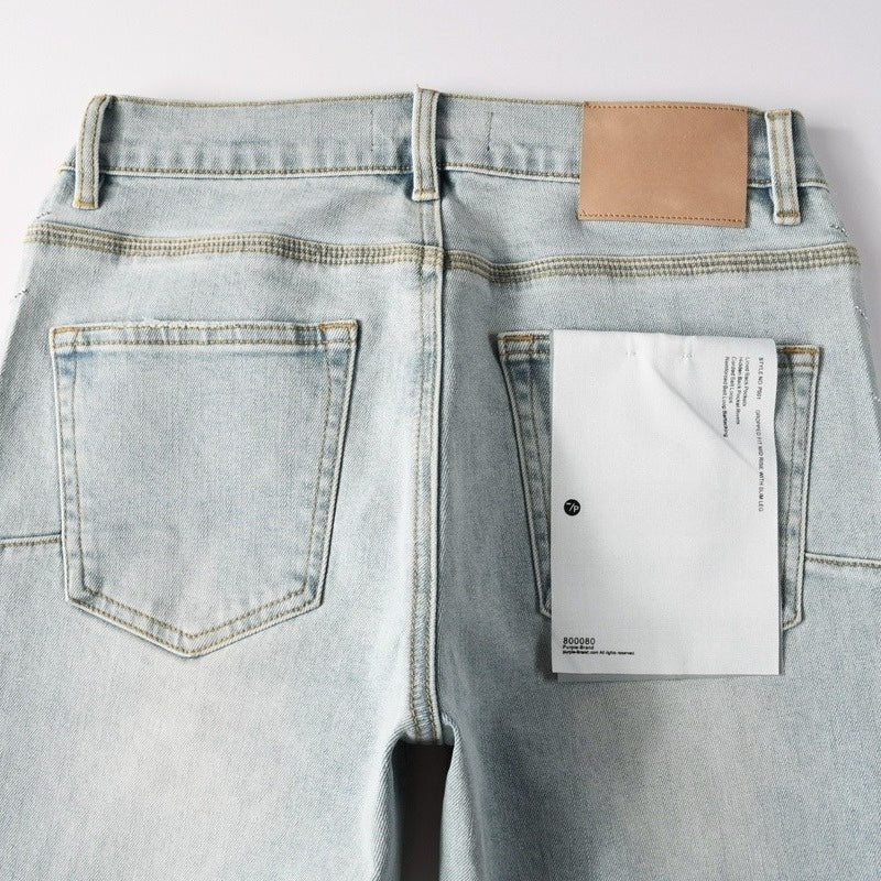 Purple brand Jeans High-quality pure cotton streetwear trousers Rhinestone