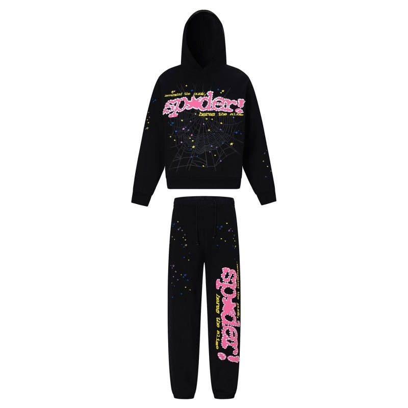 Spiderweb hoodie & sweatpants 2 piece set High-quality pure cotton for autumn and winter