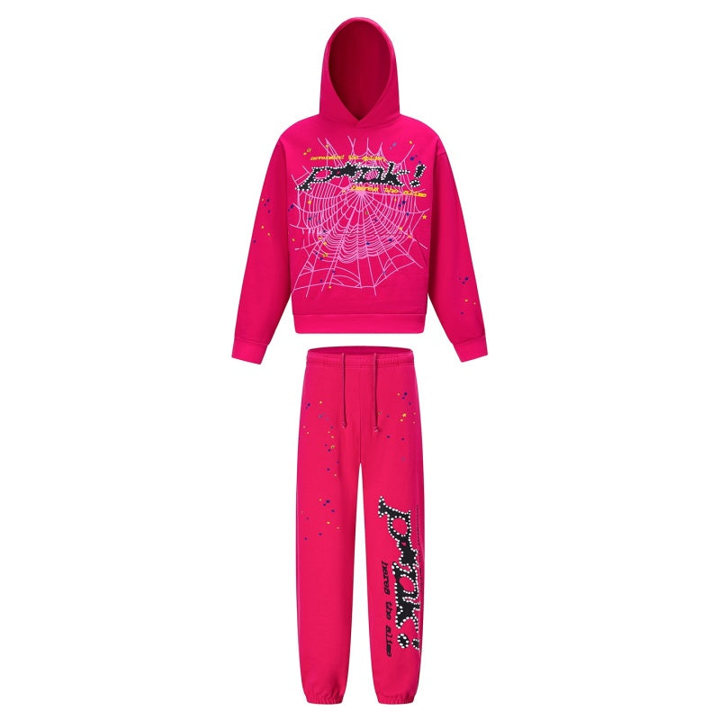Spiderweb hoodie & sweatpants 2 piece set High-quality pure cotton for autumn and winter