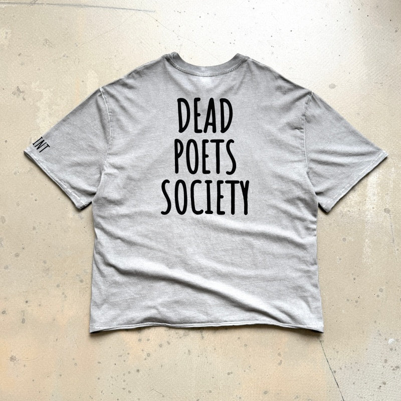 Unisex Vintage T Shirts *Dead Poets Society* Limited Collaboration: "Heaven-and-Earth" stitching (single-needle), special enzyme-milled vintage wash, and direct-to-garment white ink printing.