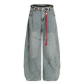 American-style streetwear harem pants Curved Panel Seam Aged Faded Finish