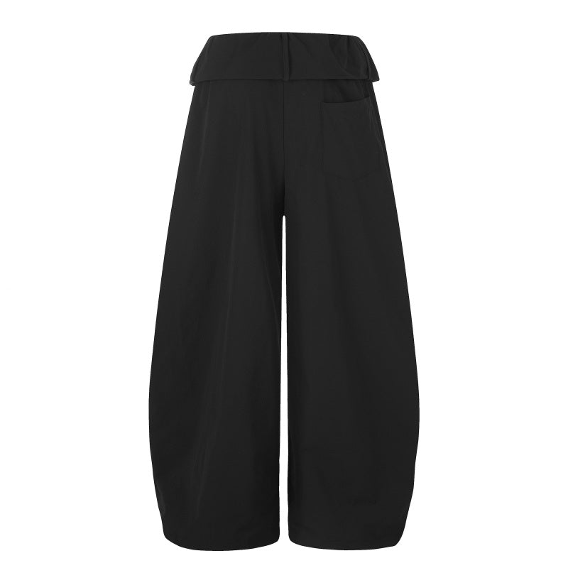 American-style streetwear harem pants Lightweight Ruched Waist Curved Silhouette Trousers