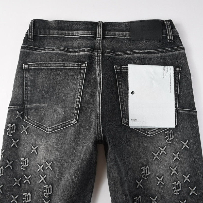 Purple brand Jeans High-quality pure cotton streetwear trousers embroidery
