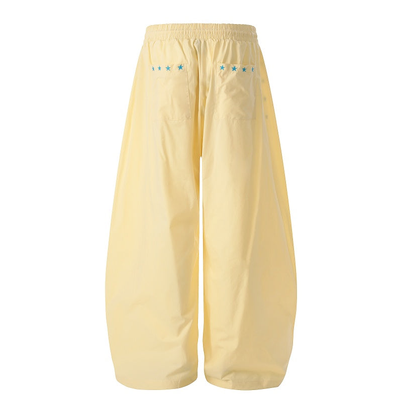 American-style streetwear harem pants Lightweight Ruched Side Rivet Wide Bottoms