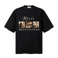 RHUDE T Shirts Multi‑Image Collage With Cursive Statement Print