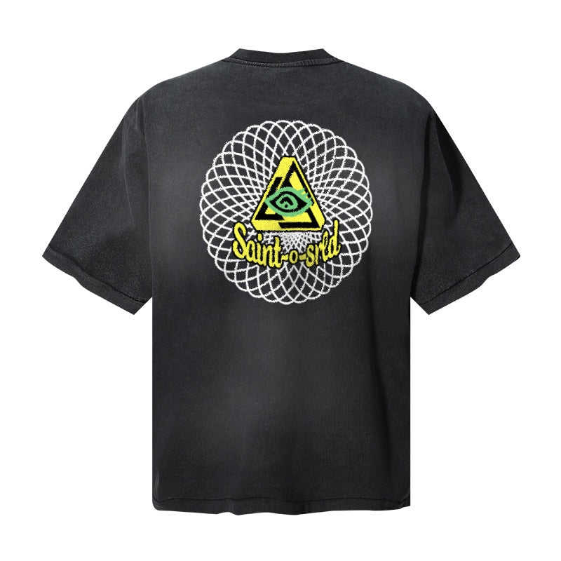 Saint Michael T Shirts Psychedelic Cartoon Angel & Burst Graphic