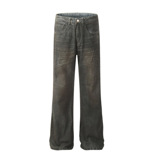 American-style streetwear harem pants Heavy Crease Vintage Distressed Denim Pants