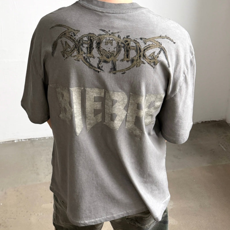 Unisex Vintage T Shirts Saint x Purpose Tour "Rock Demon" Limited Edition: Single-stitch construction, special enzyme-wash and pigment-dyeing process, and American-style plastisol ink printing.