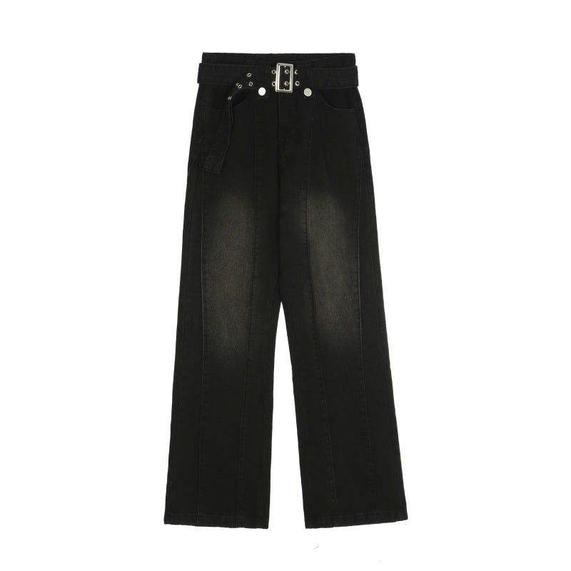 American-style streetwear harem pants Dark Wash Gradient Shadow Denim Trousers