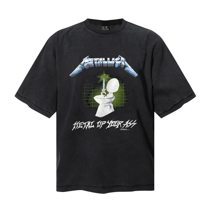 Saint Michael T Shirts  Washed Retro Thrash Rock Front Back Print