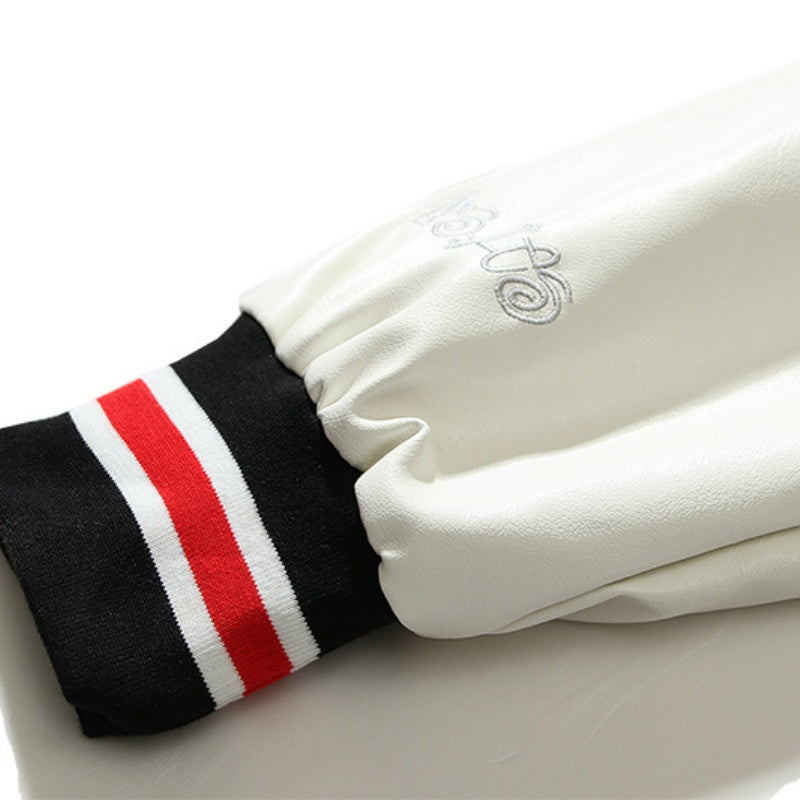 American-style baseball jacket Leather Sleeve S-Logo Graphic Oversized Embroidered Thickened Baseball Jacket – Embracing the "Vibe" Aesthetic