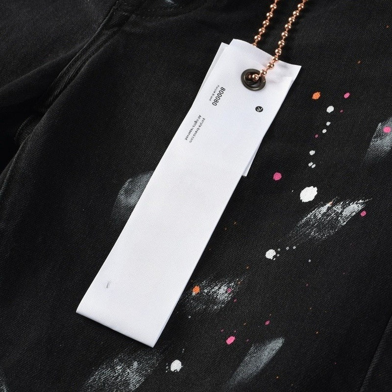 Purple brand Jeans High-quality pure cotton streetwear trousers Splashed ink