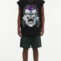 BIG FACE Drop-Shoulder Tank Top High-street vintage style featuring a small neckline, white-ink digital direct-to-garment (DTG) printing, and a heavy-duty, distressed wash finish; crafted from 260g double-yarn plain-knit fabric.