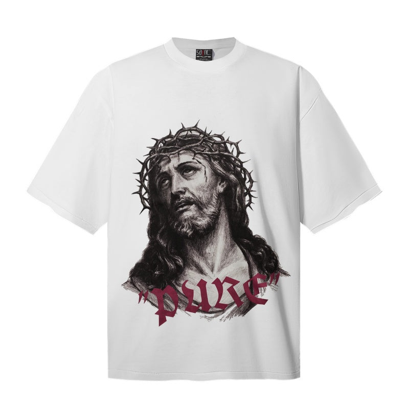 Saint Michael T Shirts Monochrome Jesus "pure" Vintage Oversized Tee Design
