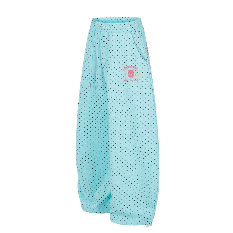 American-style streetwear harem pants Polka Dot Bow Graphic Barrel Trousers
