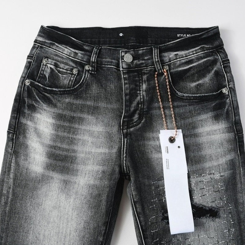 Purple brand Jeans High-quality pure cotton streetwear trousers Hole