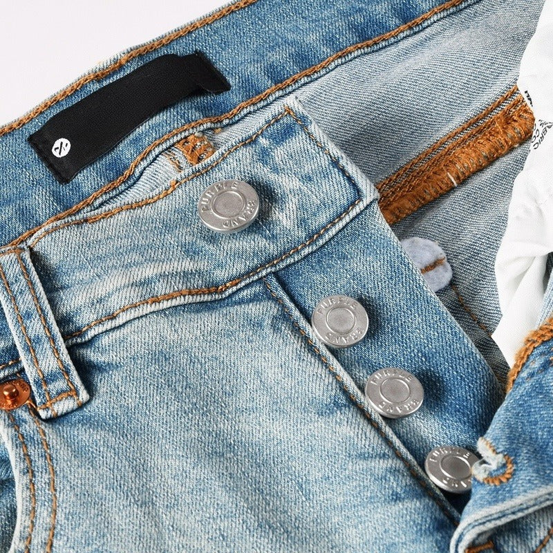 Purple brand Jeans High-quality pure cotton streetwear trousers embroidery