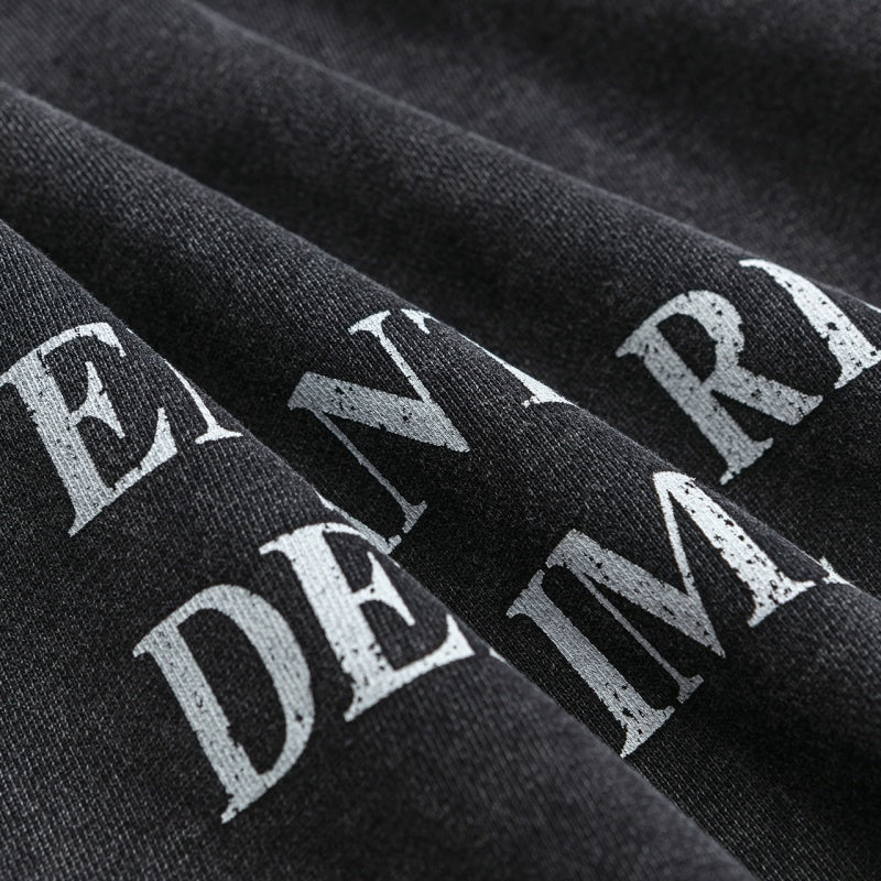 ERD Hoodie Vintage Washed Dark Layer Minimal Front Serif Lettering Graphic