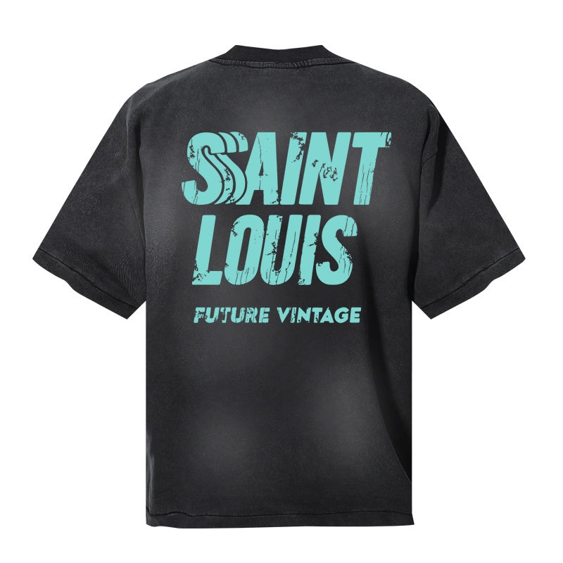 Saint Michael T Shirts Light Cyan Saint Louis Stacked Typography Design
