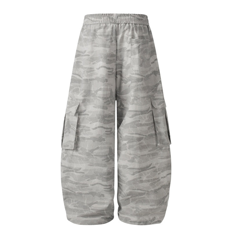 American-style streetwear harem pants Streetwear Camo Ruched Cargo Trousers