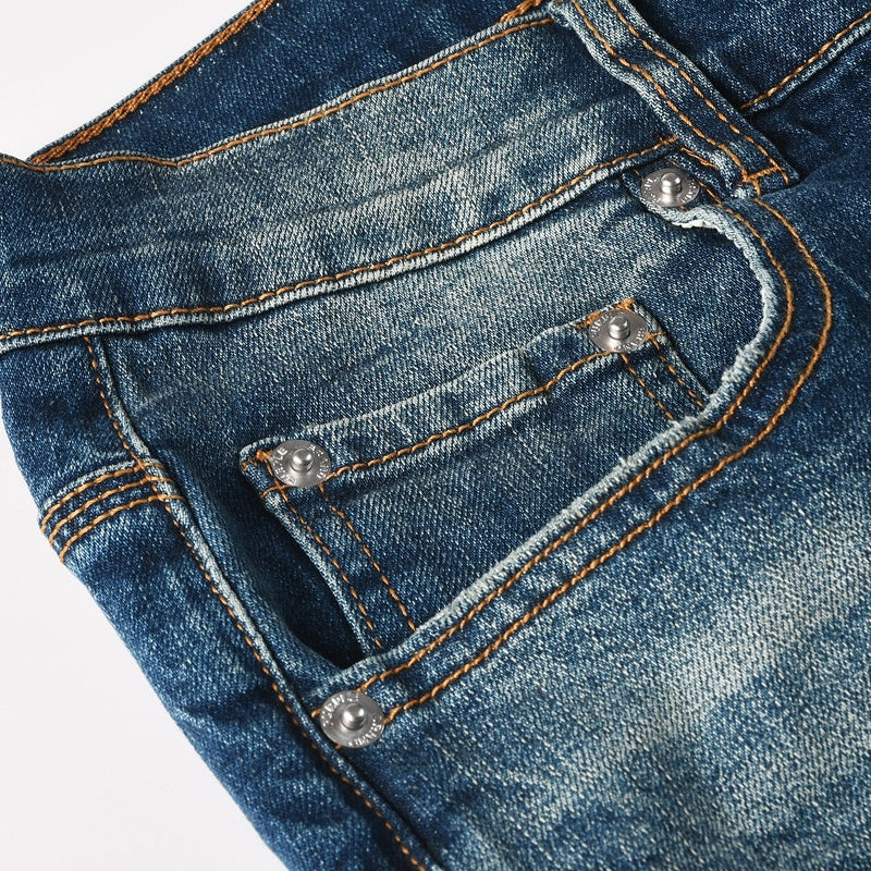 Purple brand Jeans High-quality pure cotton streetwear trousers Hole
