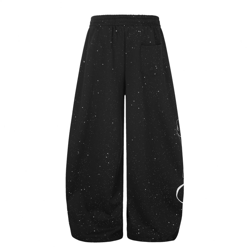 American-style streetwear harem pants Sparkle Cursive Script Balloon Trousers