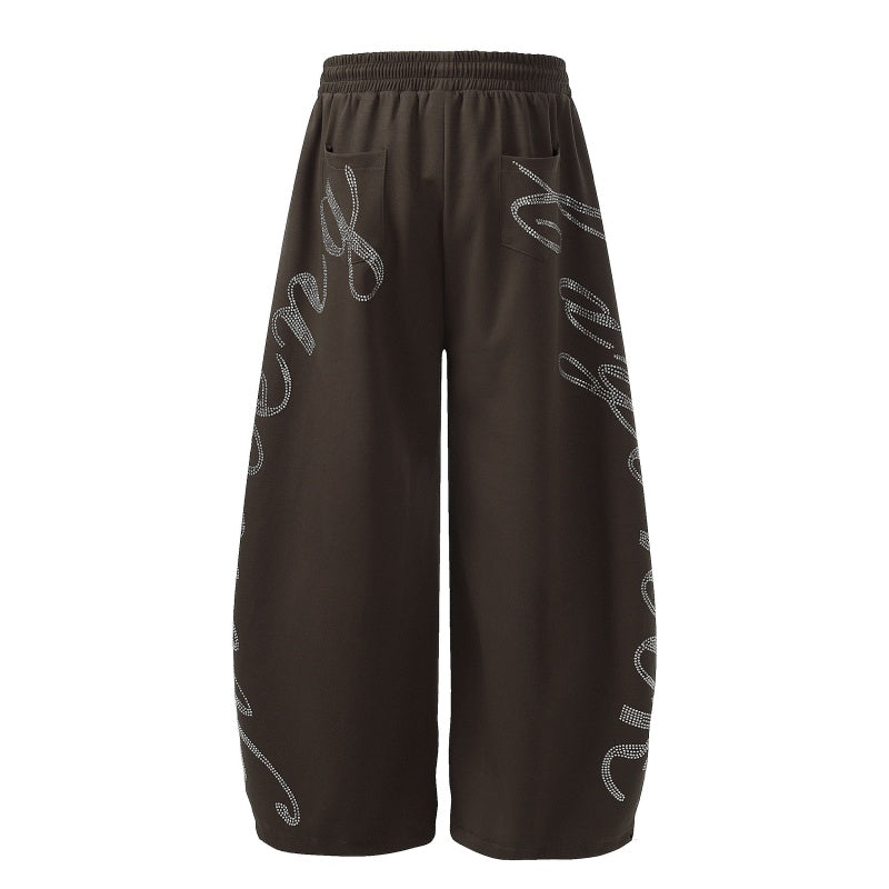 American-style streetwear harem pants Elastic Drawstring Loose Voluminous Silhouette