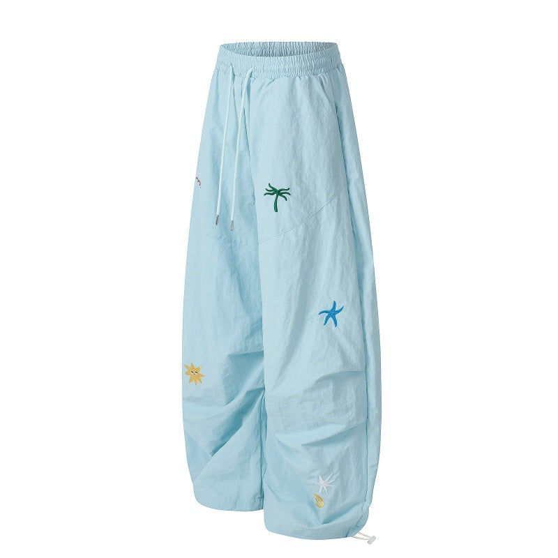 American-style streetwear harem pants Lightweight Adjustable Hem Holiday Wide Leg