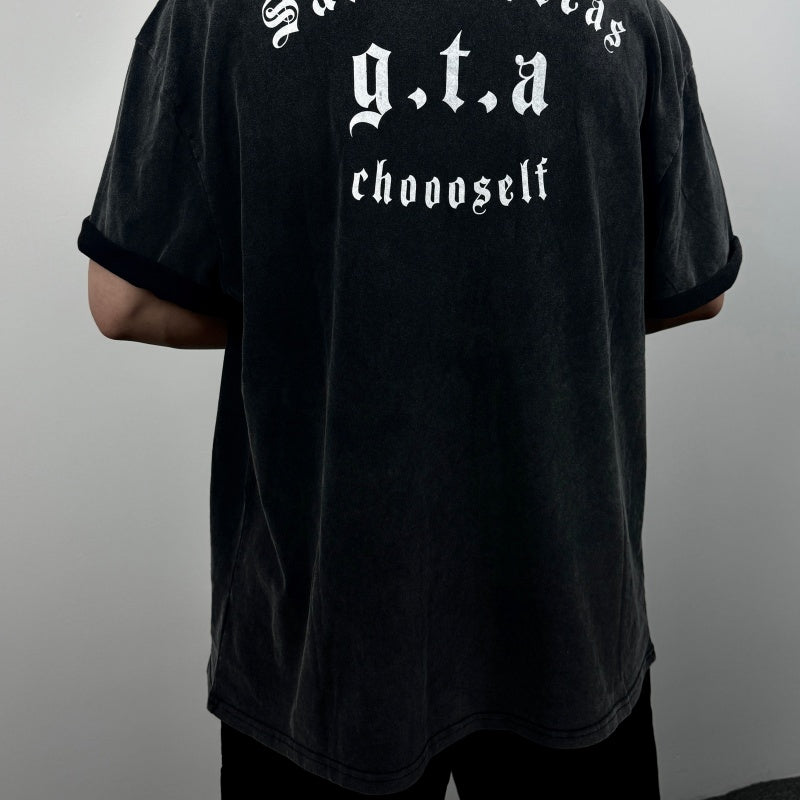 Unisex Vintage T Shirts GTA: San Andreas Limited Edition High-Street Short-Sleeve Tee – featuring a premium heavy-duty distressed wash, direct-to-garment white ink printing, and an unbeatable feel and texture.