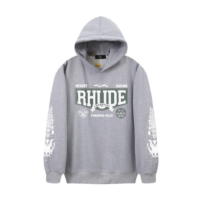 RHUDE Hoodie Racing‑Inspired Streetwear Hooded Sweatshirt