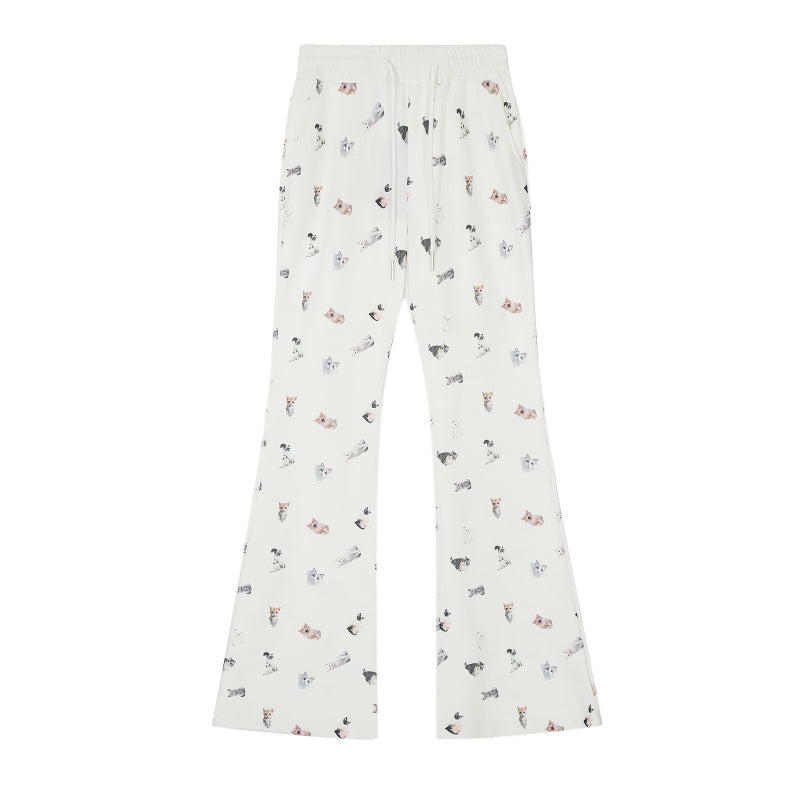 American-style streetwear harem pants Elastic Waist Printed Flare Bottoms