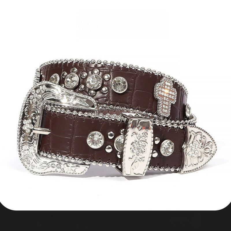 Hip-hop punk rhinestone belt alloy punk accessories