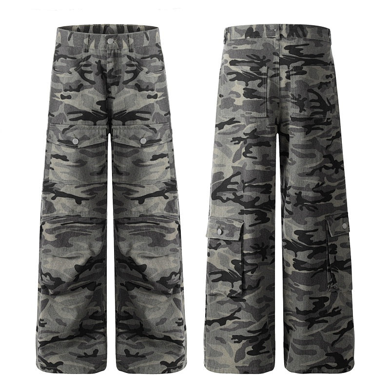 American-style streetwear harem pants Button Flap Pocket Relaxed Silhouette
