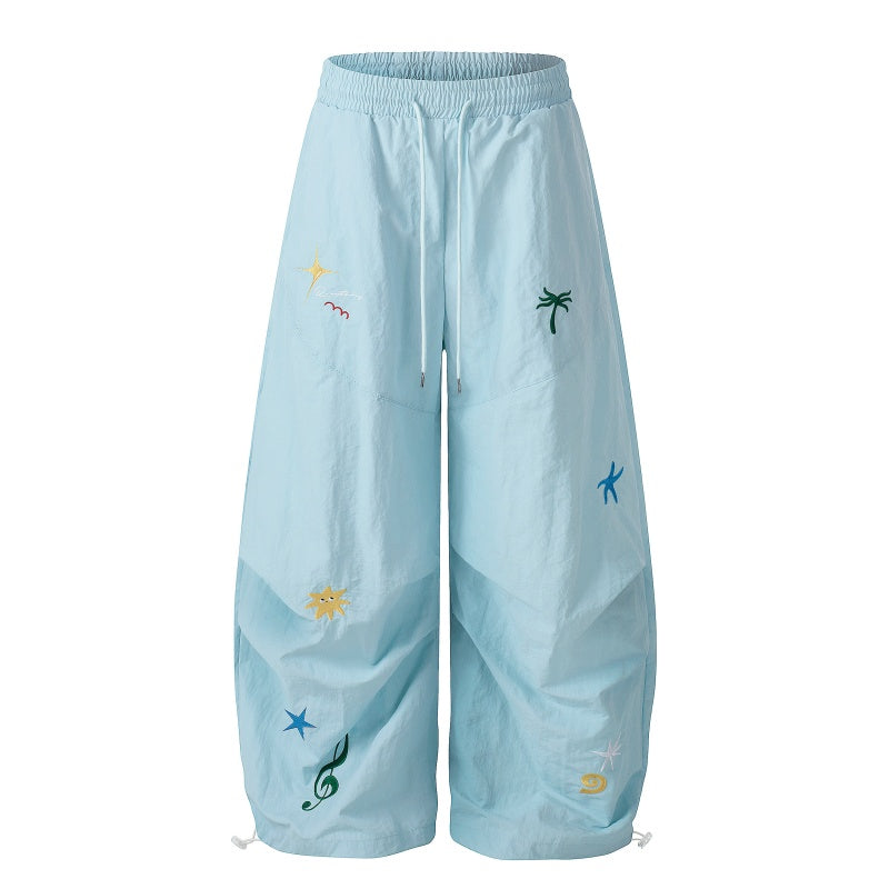 American-style streetwear harem pants Lightweight Adjustable Hem Holiday Wide Leg