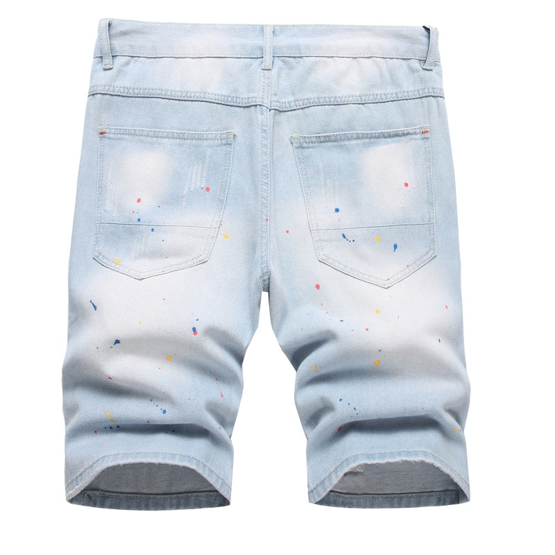 Denim shorts High-quality trendy casual pure cotton Non-stretch plus-size men's clothing