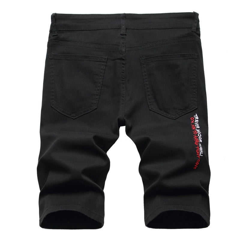 Denim shorts High-quality trendy casual pure cotton Non-stretch plus-size men's clothing