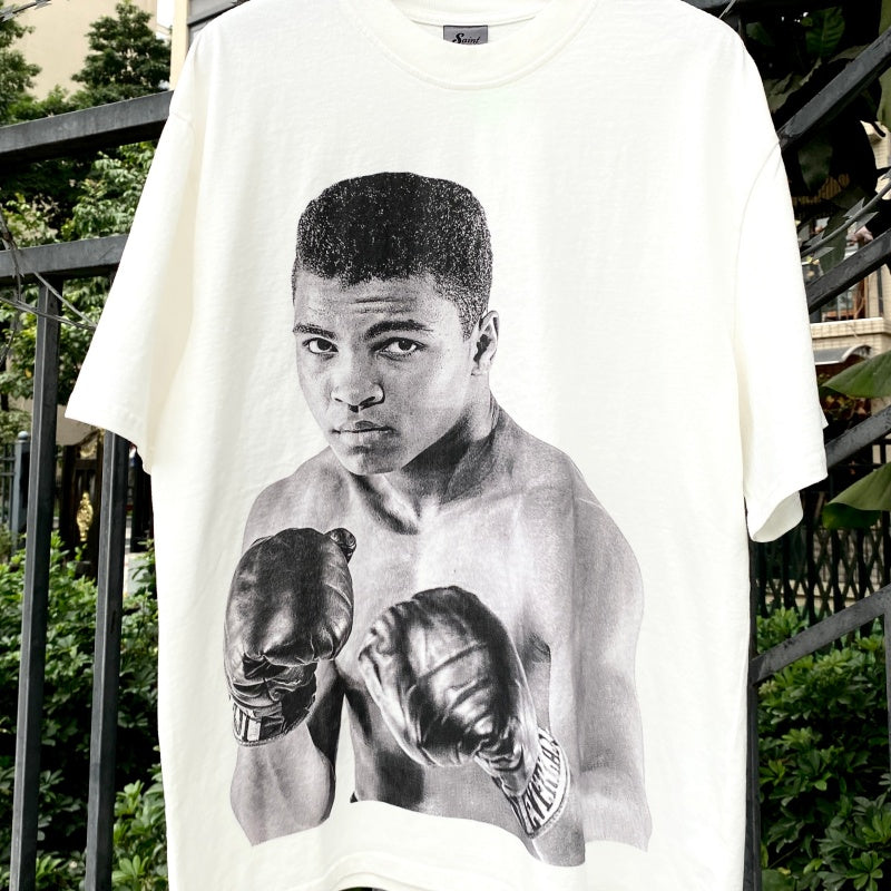 Unisex Vintage T Shirts "Legendary Boxing Champion Ali" Limited Edition: A high-street short-sleeve tee featuring West Coast street graffiti and hip-hop aesthetics. Crafted with a heavyweight fabric and a distressed wash finish, it showcases direct-t