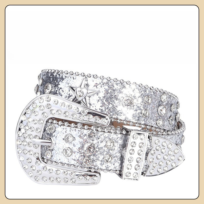 Hip-hop punk rhinestone belt kidsy2k five-pointed star decoration