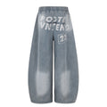 American-style streetwear harem pants Distressed Spray Dye Number Graphic Wide Trousers