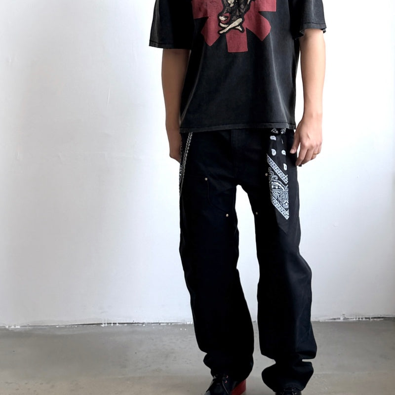 Unisex Vintage T Shirts Saint × Red Hot Chili Peppers Collaboration: Heavyweight 280g pure cotton fabric (post-wash weight), featuring vintage single-stitch and "heaven-and-earth" (blind stitch) construction, finished with a heavy enzyme-milled wash.