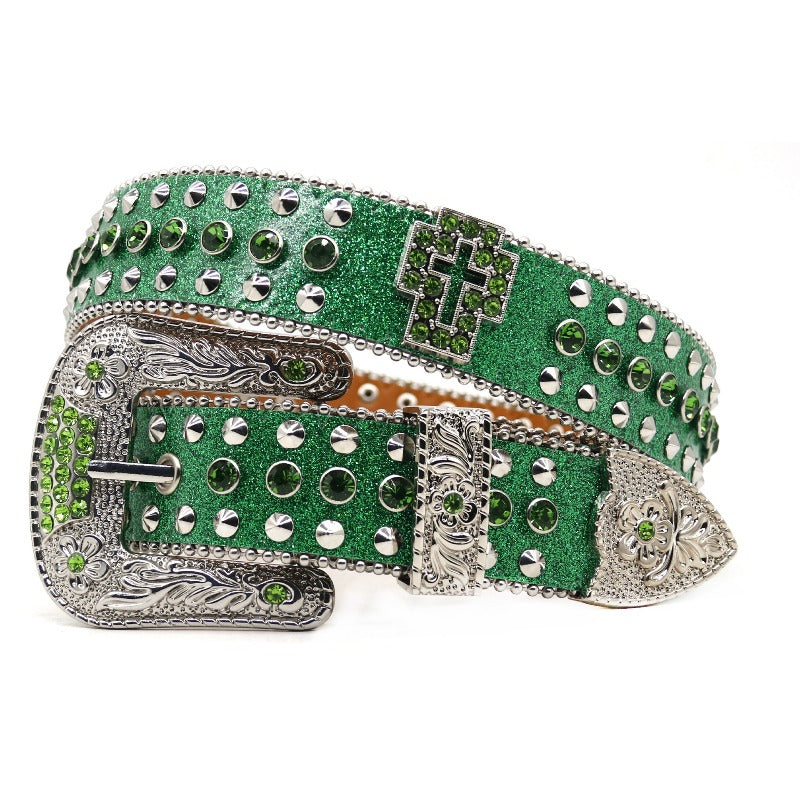 Hip-hop punk rhinestone belt y2k cross accessories