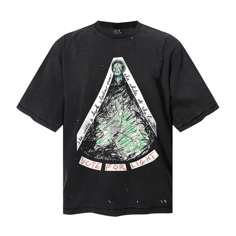 Saint Michael T Shirts Grunge Aesthetic Vote For Light Triangle Art Vintage Washed Casual