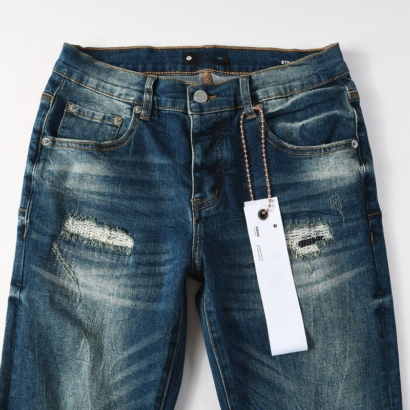 Purple brand Jeans High-quality pure cotton streetwear trousers Hole