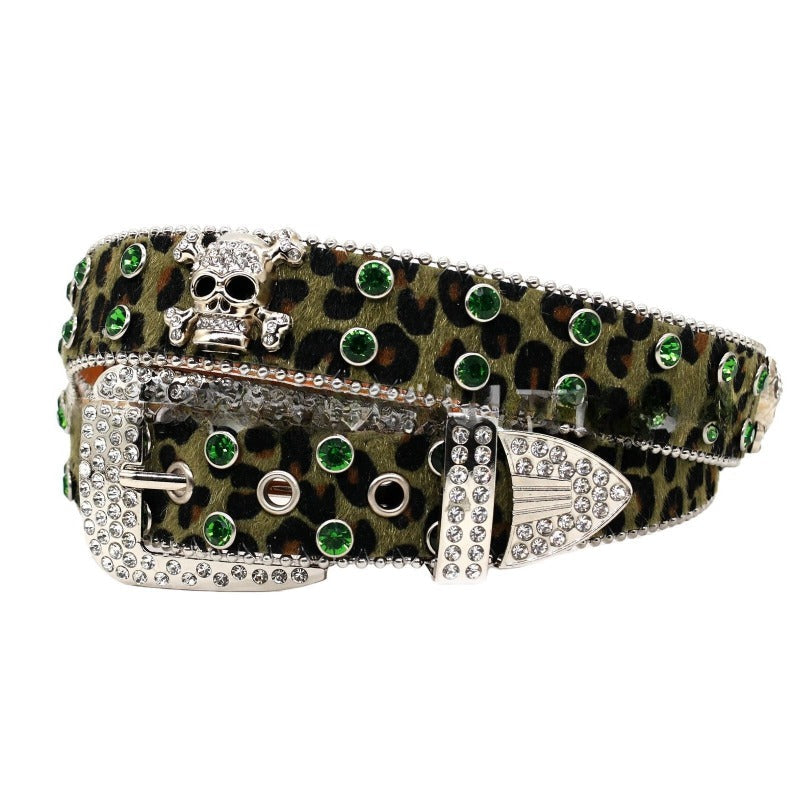 Hip-hop punk rhinestone belt skull punk style