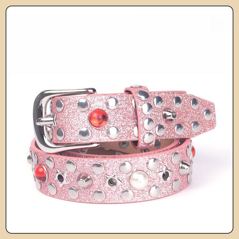 Hip-hop punk rhinestone belt kids gem decoration