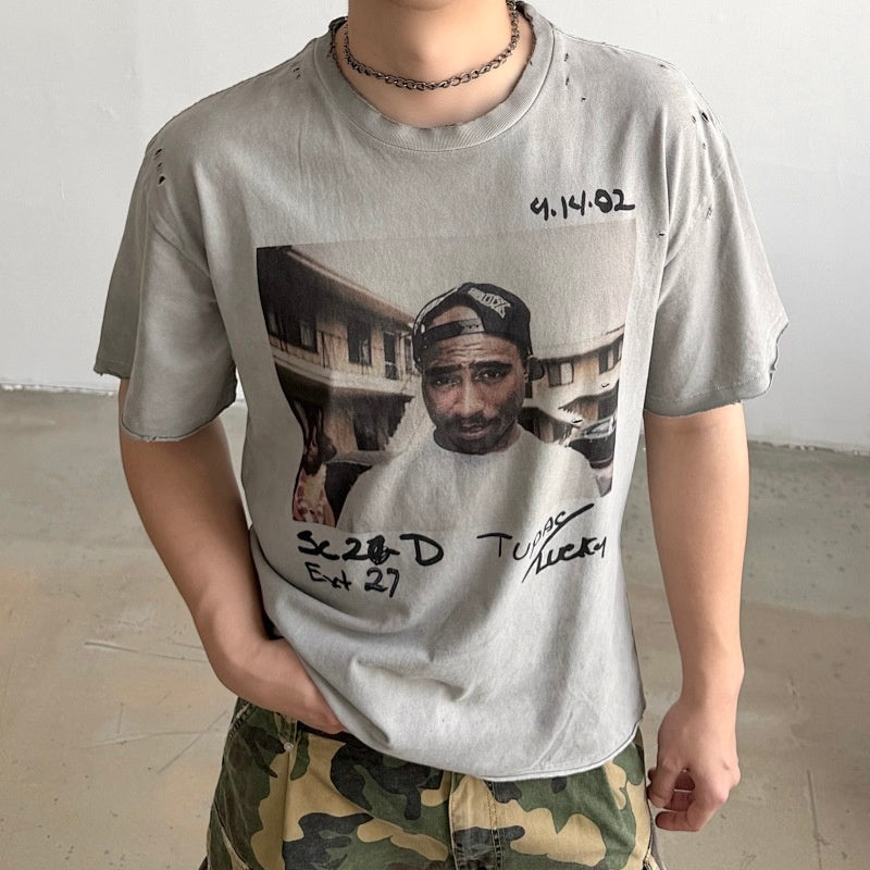 Unisex Vintage T Shirts CHOOOSELF 26SS "2Pac THUG LIFE" Limited Edition Tribute Tee – Heavyweight, Washed, Distressed, Boxy-Fit Streetwear Punk Style