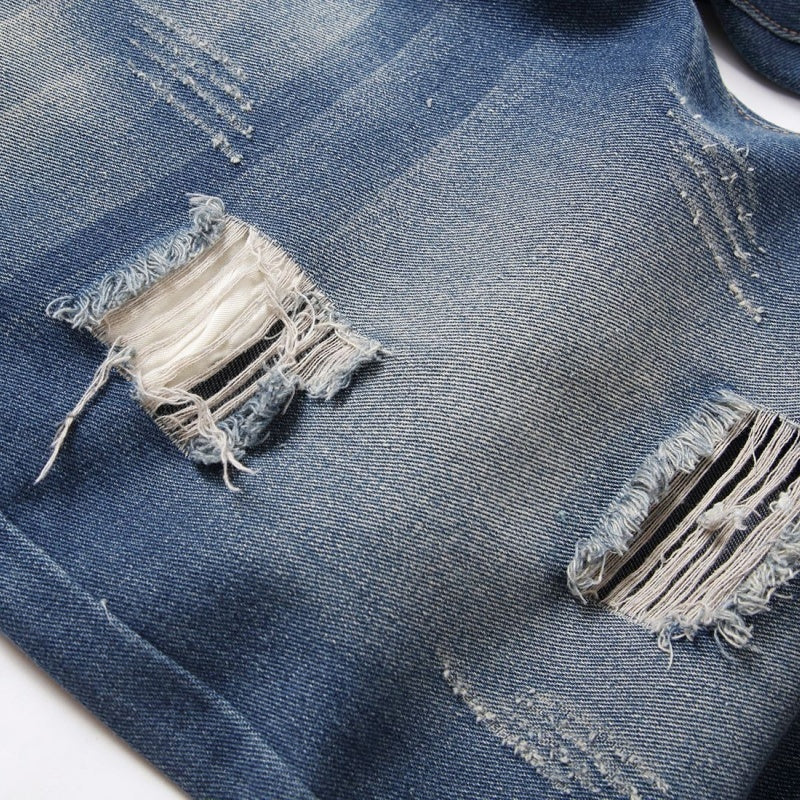 Denim shorts High-quality trendy Distressed with holes casual pure cotton Non-stretch plus-size men's clothing