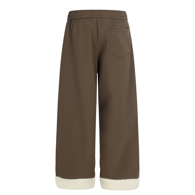 American-style streetwear harem pants Fleece-lined and thickened Sherpa Fleece Cuffed Hem Trousers